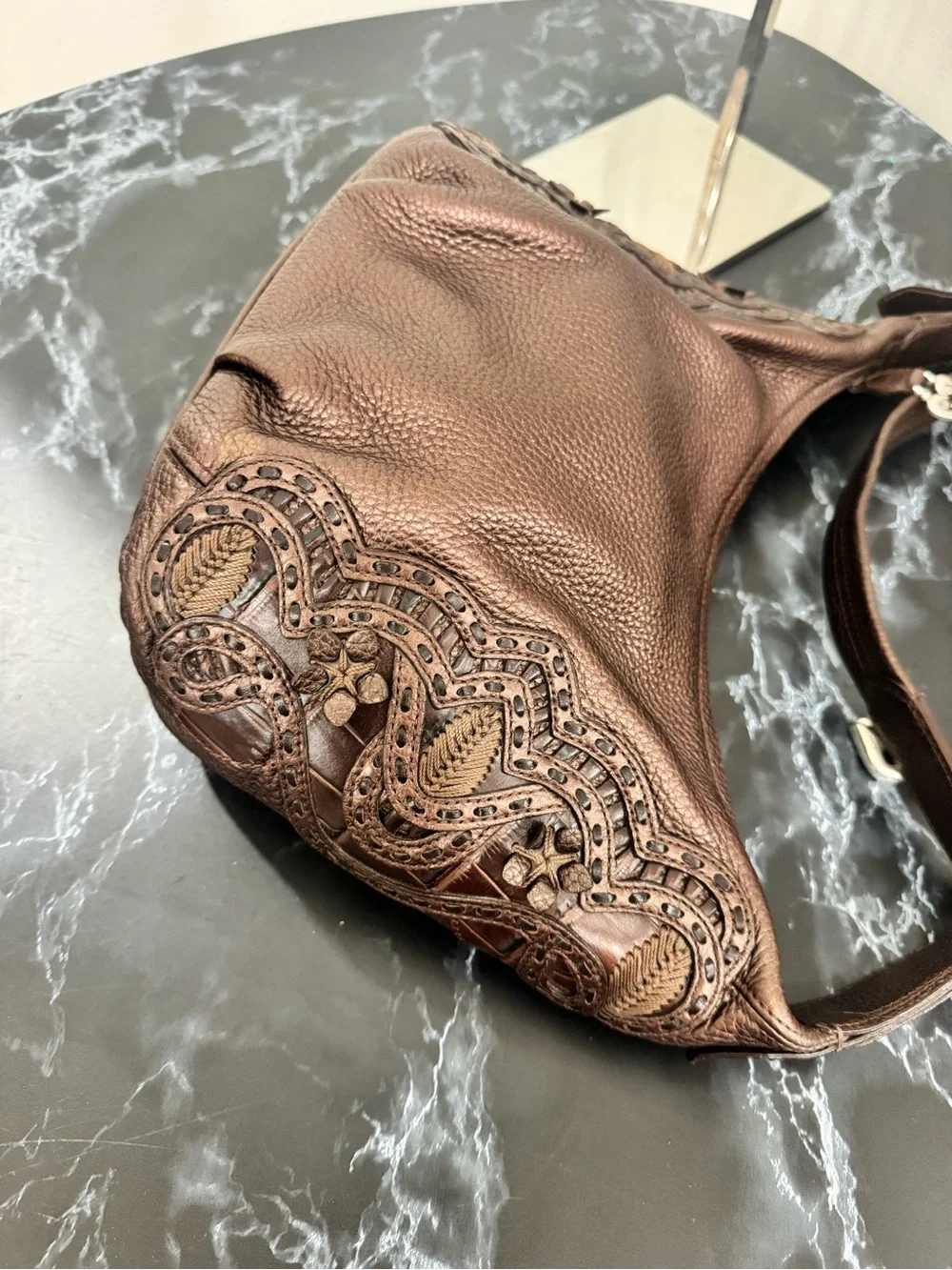 BRIGHTON HANDBAG MASTERPIECE BROWN NIKKI LEATHER SHOULDER BAG AUTHENTIC